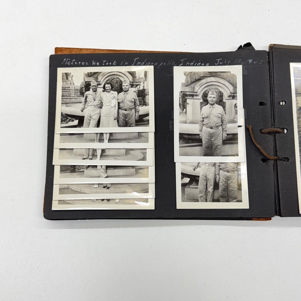 Vintage 1940s Snap Shots Leather Photo Album WW2 Era Military Family Cheyenne WY